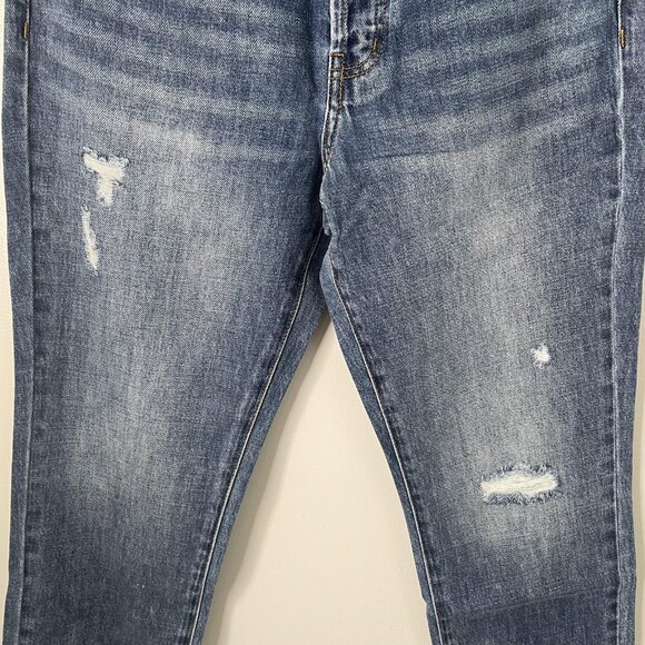 Sandrine Rose Jeans Womens 29 Blue Snow Ripped Button Fly Straight Distressed - Picture 4 of 13